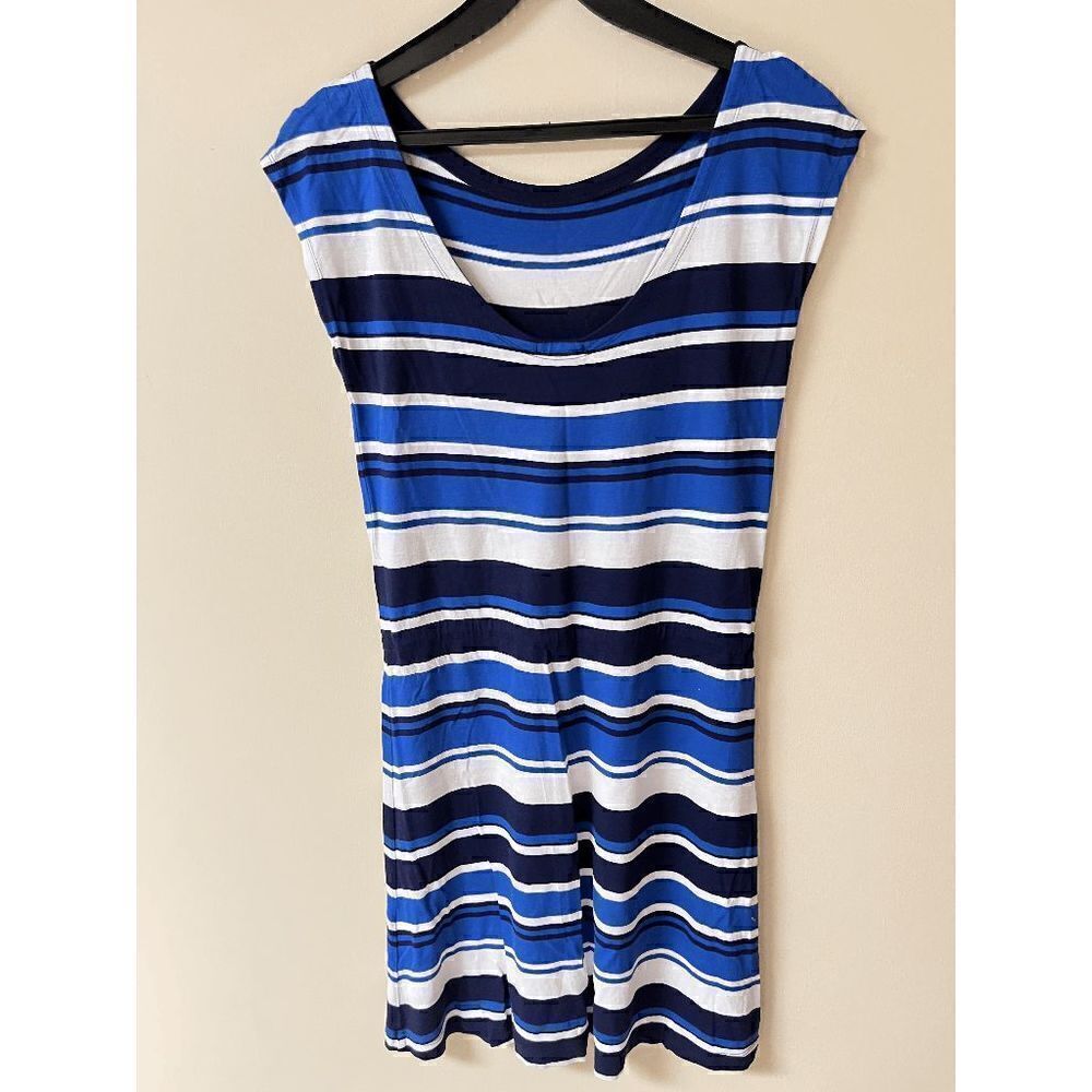 Gap Womens Sleeveless Scoop Neck Casual Mini Dress Blue White Striped Sz XS